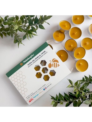 Mythriva Petekoğlu (12 Adet) Tealight Doğal Petek Balmumu Mum Standart Boy Beeswax Candle