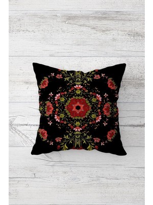 Mythriva Pelangi Etnik Vintage Desenli Çift Tarafı Baskılı Gizli Fermuarlı Yastık Kılıfı Kırlent Koltuk Yastık Kılıfı, Siyah 45 x 45, 24691160745451