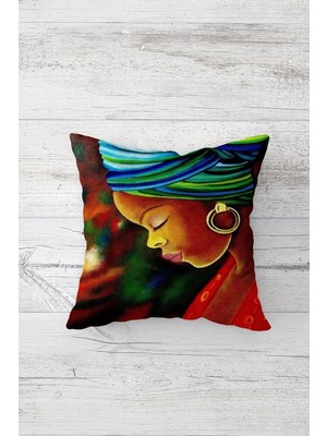 Mythriva Pelangi Renkli Etnik Afrikalı Kadın Çift Taraflı Gizli Fermuarlı Yastık Kılıfı Kırlent Koltuk Yastık Kılıfı, Çok Renkli 45 x 45