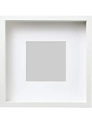 Mythriva Sannahed Ikea Rıbba 25X25 cm Derin Beyaz Kare Ahşap Fotoğraf Resim Çerçevesi Paspartulu