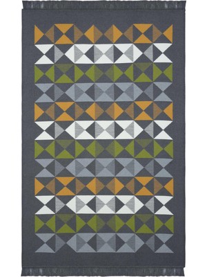 Mythriva Cool Halı Lovely Koyu Gri Kilim Halı Çift Taraflı Makinede Yıkanabilir Mutfak Balkon Banyo Kilimi