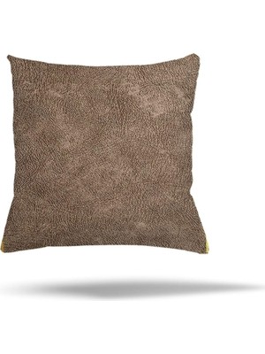 Mythriva Pelangi Çiçekli Çizgili Kelebekli Gizli Fermuarlı Yastık Kılıfı Kırlent Kılıfı Koltuk Yastık Kılıfı, Kahverengi 45 x 45