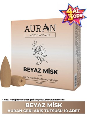 Mythriva Auran Beyaz Misk Kokulu Geri Akış Tütsüsü Konik Tütsü White Musk Backflow Incense Cones 10 Adet
