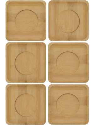 Mythriva Bambu Çay Tabağı Altlığı, Kare Şekilli, Bej, Elde Yıkama Önerilen, Bulaşık Makinesi Uygun Değil, 10 x 10 Cm, 6 Parça