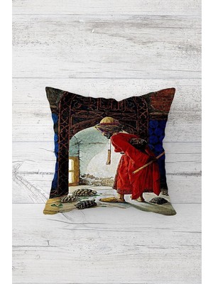 Mythriva Pelangi Kaplumbağa Terbiyecisi Çift Tarafı Baskılı Gizli Fermuarlı Yastık Kılıfı Kırlent Yastık Kılıfı, Karışık Renkli 45 x 45, 24691275945451