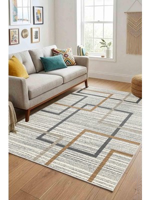 Mythriva Monnhein Bej Halı 0492 - Yıkanabilir, Kaymaz Taban, Dijital Baskılı, Leke Tutmaz, Ince Hav, Modern Salon, Oturma Odası, Yatak Odası ve Mutfak Için Dekoratif Halı