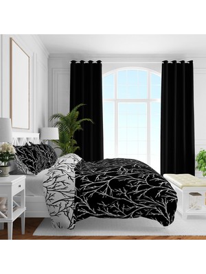 Mythriva Brielle Düz Pamuk Saten Nevresim Setleri, Siyah, Queen Size