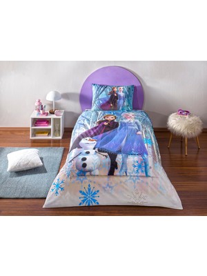 Mythriva Taç Lisanslı Disney Frozen Winter Tek Kişilik Pamuk Nevresim Takımı