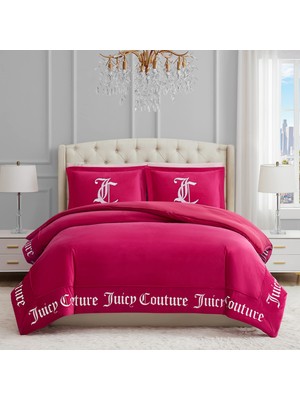 Mythriva Juicy Couture - Yorgan Seti - Gotik Tasarım Yatak Takımı - King - 3 Parça Set (1) 274 x 233 cm Yorgan ve (2) 50 x 91 cm Yastık Kılıfı - Kırışmaz - Birinci Sınıf Yatak Odası Dekoru - Canlı Pembe