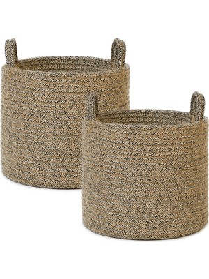Mythriva Ocean Home Textile 2'li Siyah Kırçıllı Jüt Halat Sepet Set 26 x 22 cm