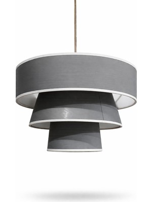 Mythriva Modern Sarkıt Avize Kumaş 3 Katlı – Minimal Tavan Aydınlatma, Salon Mutfak Yemek Masası Üstü Dekoratif Pendant Light (Düz)