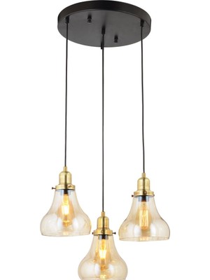 Mythriva Lampaluce Cono Modern Sarkıt Salon Avizesi 3'lü Eskitme Sarı 35X70CM