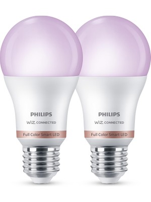 Mythriva Philips Smart Lighting LED Ampul A60 E27 100W Eşdeğer Rgb 2'li Paket - Google Home, Alexa, Homekit ve Matter Uyumlu