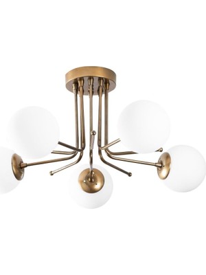Mythriva Amber LED Şık Metal Gövdeli 5'li Plafönyer Mutfak ve Salon Için E27 Uyumlu, Bej-5