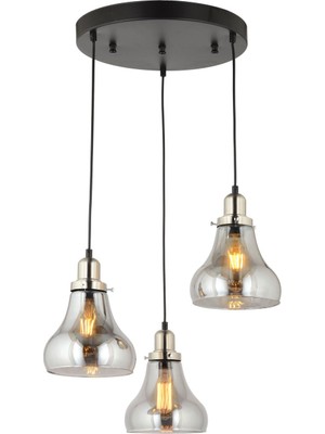 Mythriva Lampaluce Cono Modern Sarkıt Salon Avizesi 3'lü Krom 35X70CM