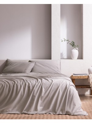 Mythriva Tracey King SIZE%100 Pamuk Pileli Linen Look Yıkamalı Çarşaflı Nevresim Takımı - Açık Gri