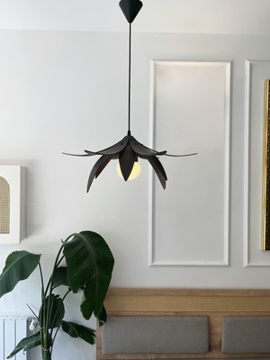 Mythriva Lotus Avize – Ahşap Modern ve Minimal Tasarım Avize, Iskandinav Salon ve Oturma Odası Aydınlatması (Ceviz)
