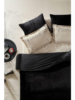 Mythriva Puffy Pluffy Fabre Tek Kişilik Battaniye Nevresim Takımı - Siyah, 160 x 220