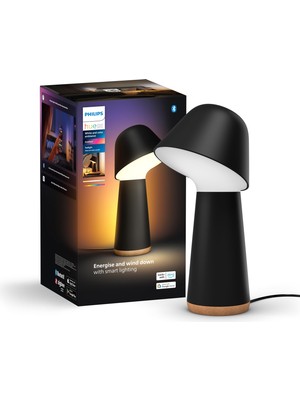 Mythriva Philips Hue Twilight Beyaz ve Renkli Ambiyans Masa Lambası, Siyah - 25.000 Saat Ampul Kullanım Ömrü