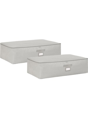 Mythriva Ocean Home Textile 2'li Mega Boy Gri Balıksırtı Baza Altı Hurç Set 74 x 46 x 22 cm