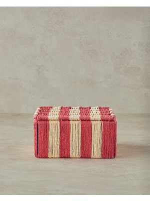 Mythriva English Home Colorful Striped Kağıt Ip Dekoratif Kutu 18X18X8CM Kırmızı