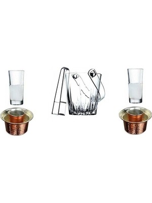 Mythriva Pasabahce 6 Parça Meşrubat Rakı Bardak Bakır Ehlikeyf Buz Kovası Seti 869541202214456