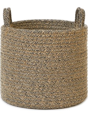 Mythriva Ocean Home Textile Siyah Kırçıllı Jüt Halat Sepet 26 x 22 cm