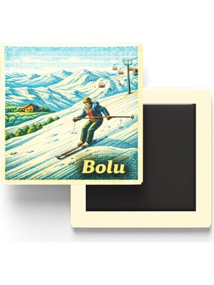 Mythriva Bolu - Kartalkaya - Baskılı Buzdolap Magneti Kare - 9x9 cm