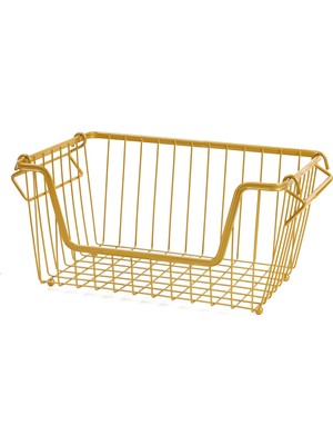 Mythriva Ocean Home Textile Altın Renk Metal Sepet 32 x 22 x 16 cm