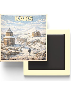 Mythriva Buzdolap Magneti - Türkiye - Kars - Retro Tema - 9x9 cm