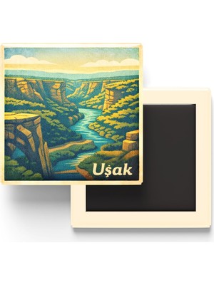 Mythriva Uşak - Ulubey Kanyonu - Baskılı Buzdolap Magneti Kare - 9x9 cm