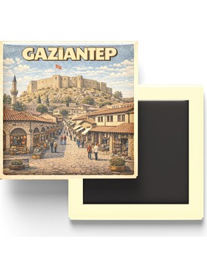 Mythriva Buzdolap Magneti - Türkiye - Gaziantep - Retro Tema - 9x9 cm