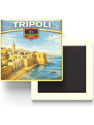 Mythriva Retro Libya Trablus Şehri Temalı Vintage Buzdolap Magneti – 9x9 cm