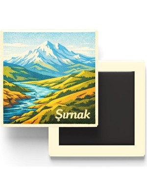 Mythriva Şırnak - Cudi Dağı - Baskılı Buzdolap Magneti Kare - 9x9 cm