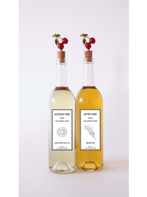 Mythriva Jenısa Kiraz Akıtmaz Tıpalı Dibi Çukur Şeffaf Cam Şişe 2'li 750 ml Yağdanlık Yağlık