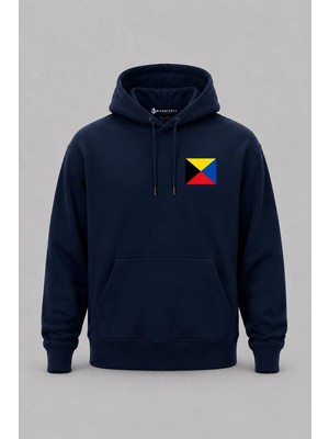 Bahriyeli Collection Kapüşonlu Z Harfi Sancak Cep Baskılı Unisex Sweatshirt