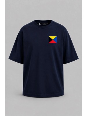 Bahriyeli Collection Oversize Z Harfi Sancak Cep Baskılı Unisex T-Shirt