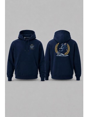 Bahriyeli Collection Kapüşonlu One Star Diver Cep ve Sırt Baskılı Unisex Sweatshirt