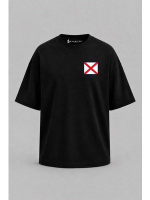 Bahriyeli Collection Oversize V Harfi Sancak Cep Baskılı Unisex T-Shirt