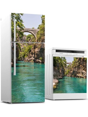 Mythriva Buzdolabı ve Bulaşık Makinası Beyaz Eşya Sticker Kaplama Köprü Akarsu