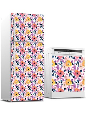 Mythriva Buzdolabı ve Bulaşık Makinası Beyaz Eşya Sticker Kaplama Çiçekler Boyama