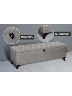 Vetra Chester Model Krem Sandıklı Puf Kapitoneli 140CM Bench
