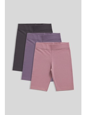 Mythriva Standart Fit Basic 3'lü Paket Eflatun-Gül Kurusu-Koyu Gri Kız Çocuk Tayt - 75188