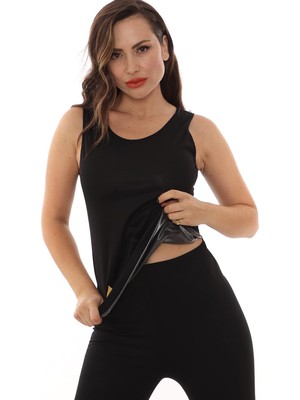 Mythriva Sauna Suıt Unisex Terleten Zayıflatan Termal Takım Spor Kıyafeti Tayt ve Atlet Takım (Siyah, L)