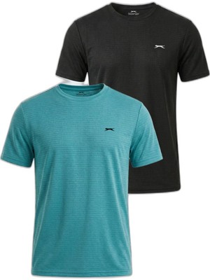 Mythriva Slazenger Kofona 2 Li Set Erkek Turkuaz - Siyah Tişört