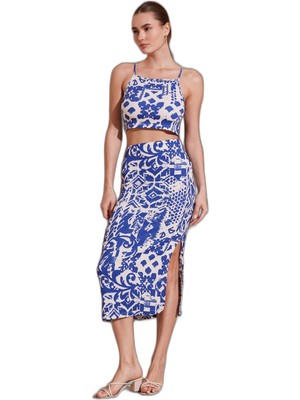 Mythriva Lela Slim Fit Ip Askılı Yırtmaçlı Midi Alt-Üst Takım Bayan Takım 5865726