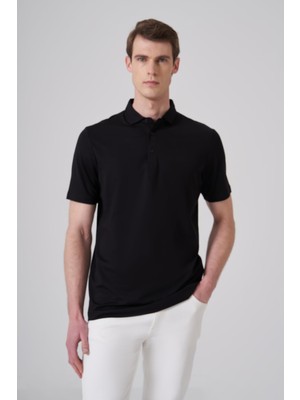 Mythriva Morven Erkek Siyah Trend Polo Yaka Rayon Dinamik Fit Tshirt