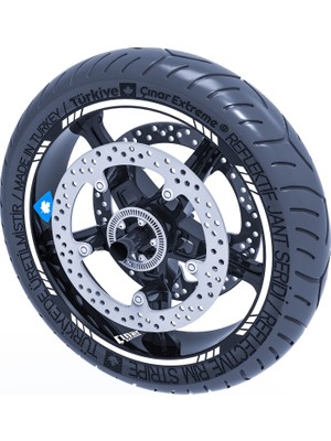 Mythriva Çınar Extreme 4 Parçalı Kesikli Jant Şeridi Sticker Reflektif, Floresan, Özel Renkler Floresan Beyaz