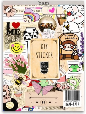 Mythriva Vintage My Dıy Sticker Book 24 * 17 cm 16 Sayfa Özel Tasarım Rengarenk Sticker Kitabı