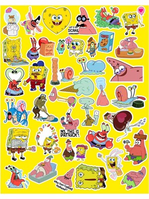 Mythriva Ms Major Selection Sünger Bob Kare Şort Seri 4 Sticker Telefon Laptop Notebook Tablet Defter Matara Stiker Etiket